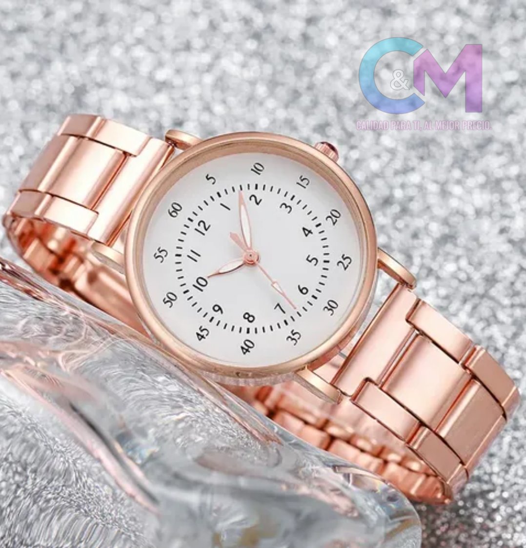 RELOJ DE PANTALLA COLOR BLANCO Y CORREA CROMADA DE ORO